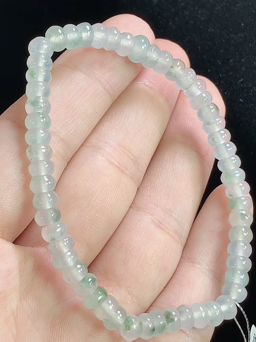 冰飘花算盘珠手串，尺寸6.0-3.4mm，Q10nfy