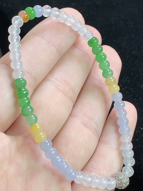 冰双彩算盘珠手串，尺寸4.4-3.0mm，Q10tgj