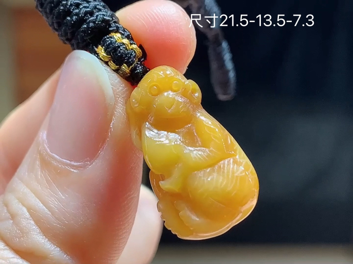 冰黄翡生肖猴 无裂, 尺寸，21.5-13.5-7.3