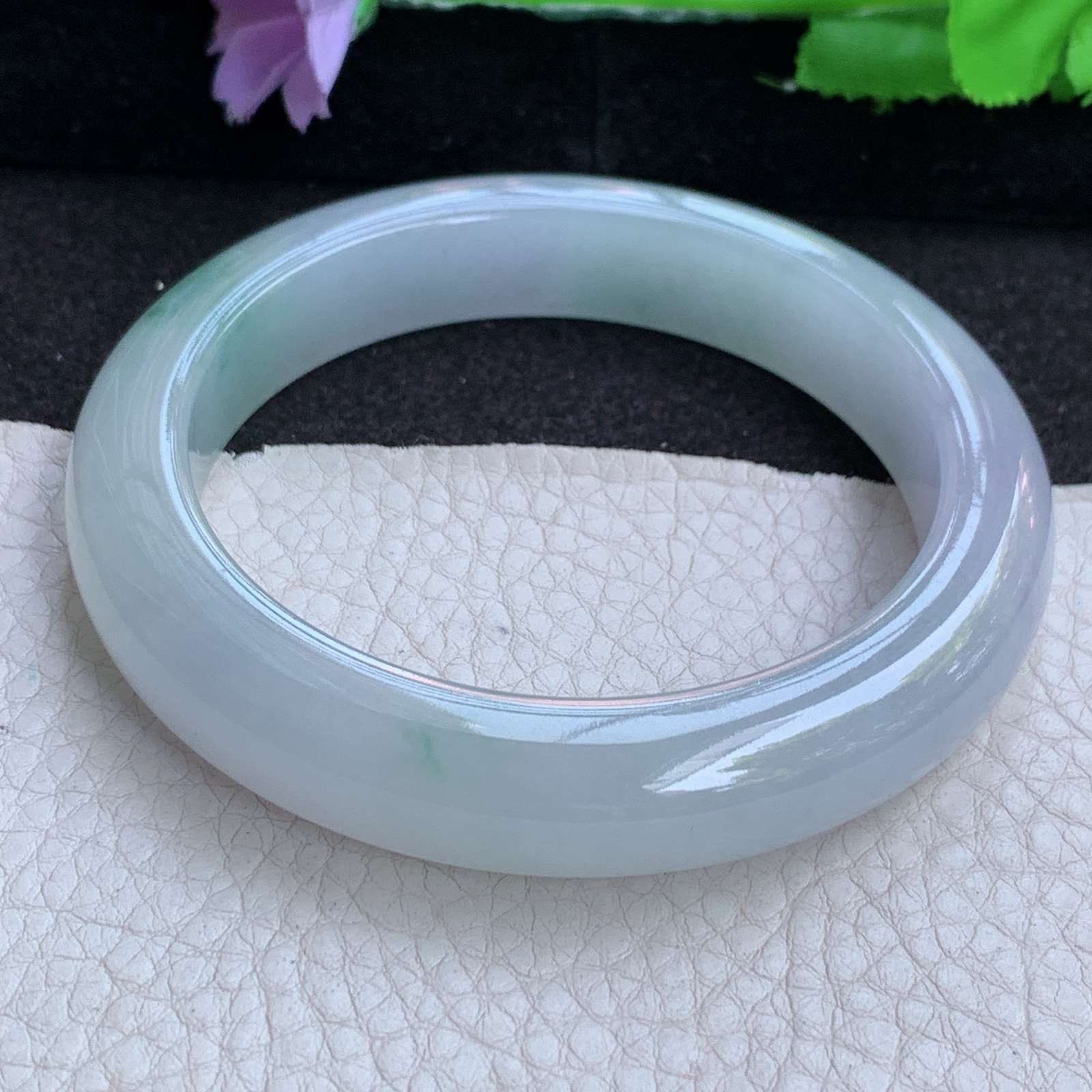 lx大圈口60.5*12.8*10平安镯 缅甸翡翠a货玉手镯高品质冰纯飘花厚装玉手环