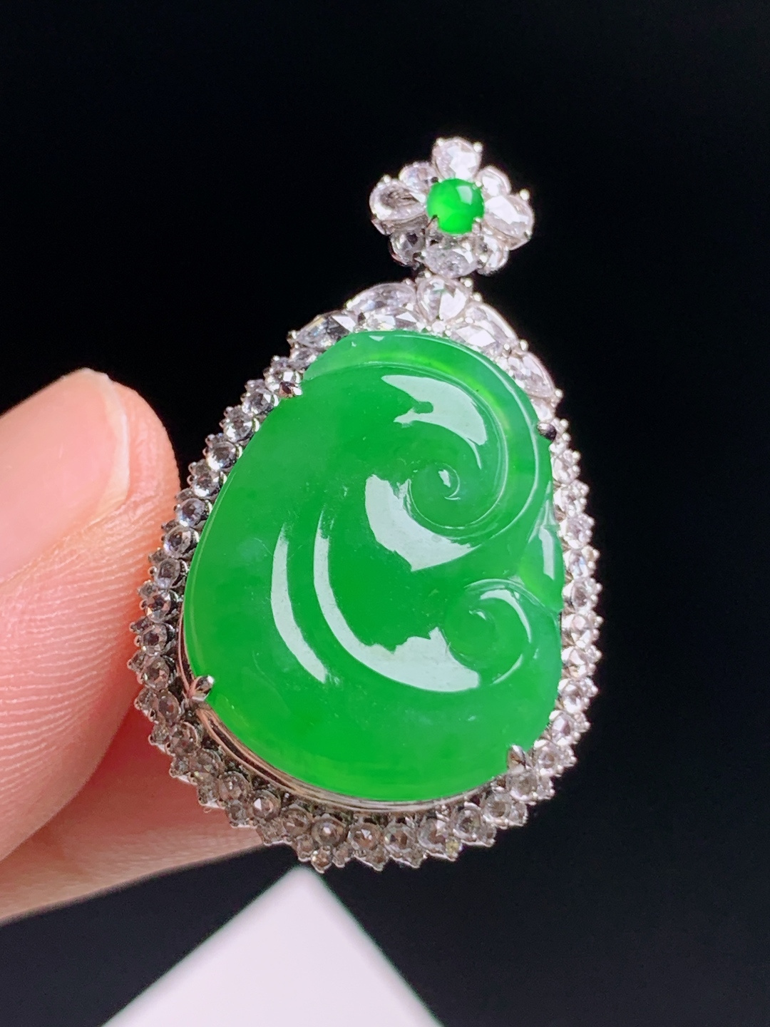 正阳绿如意吊坠，色泽浓郁胶感满满，吉祥顺心 470708