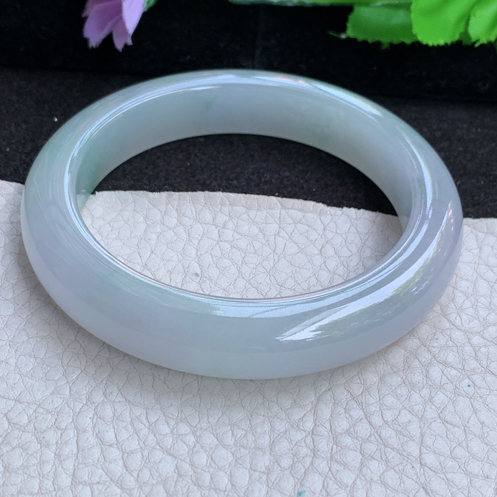 lx大圈口60.5*12.8*10平安镯 缅甸翡翠a货玉手镯高品质冰纯飘花厚装玉手环