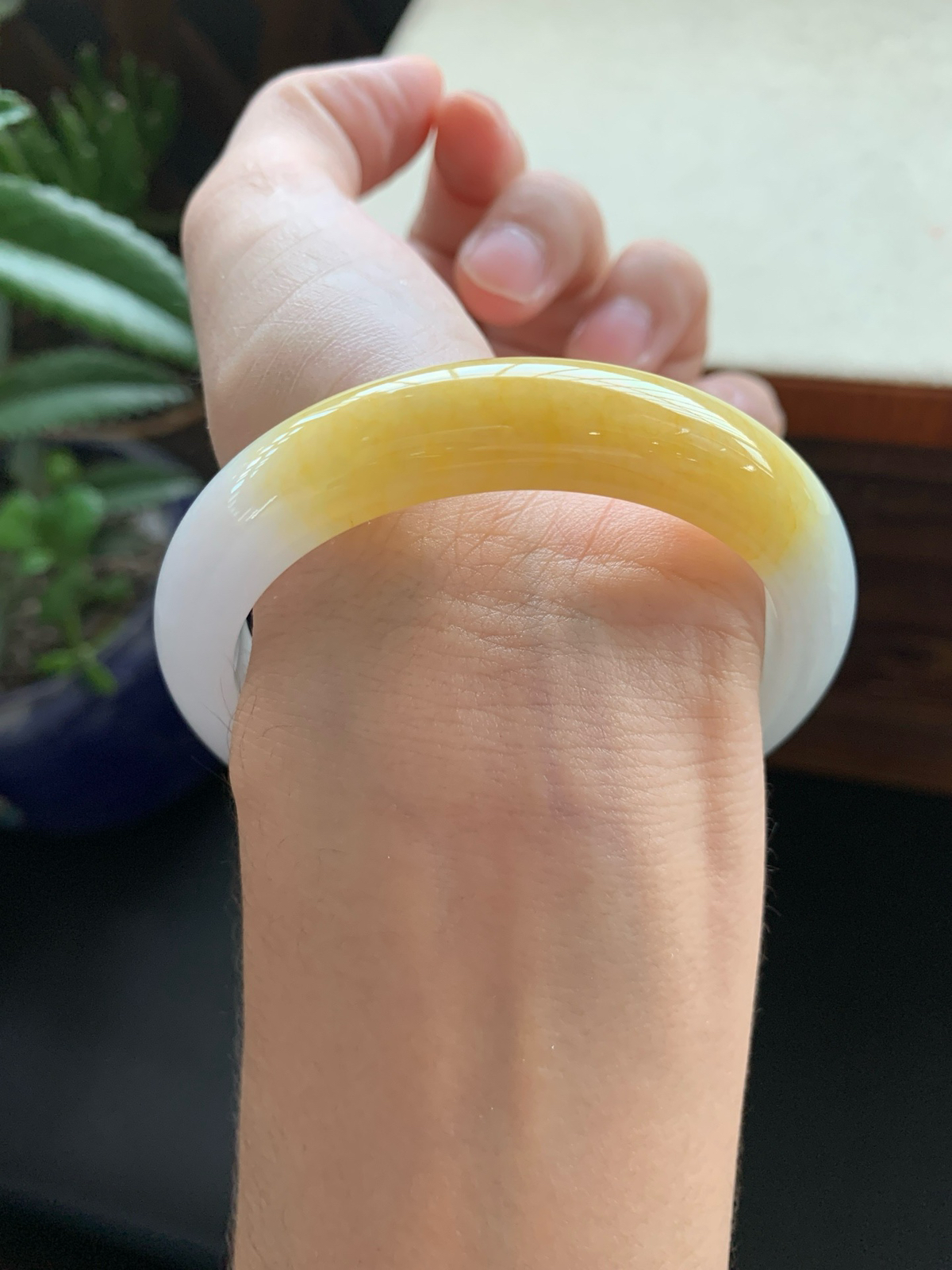 57圈口黄翡正圈手镯