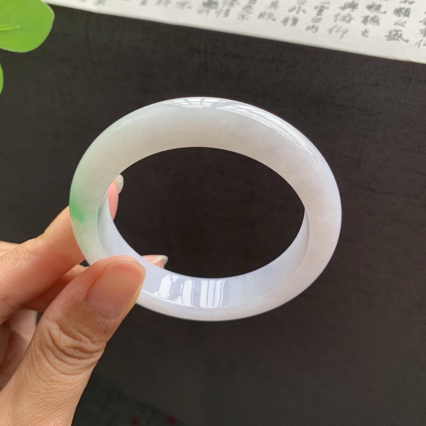 071009FN 飘绿正圈翡翠手镯 53-13.2-8.5