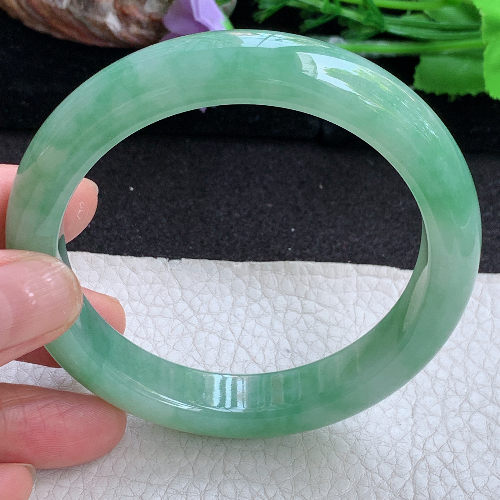 xc大圈口60*12.5*9平安镯 缅甸翡翠a货玉手镯高品质飘花正圈玉手环