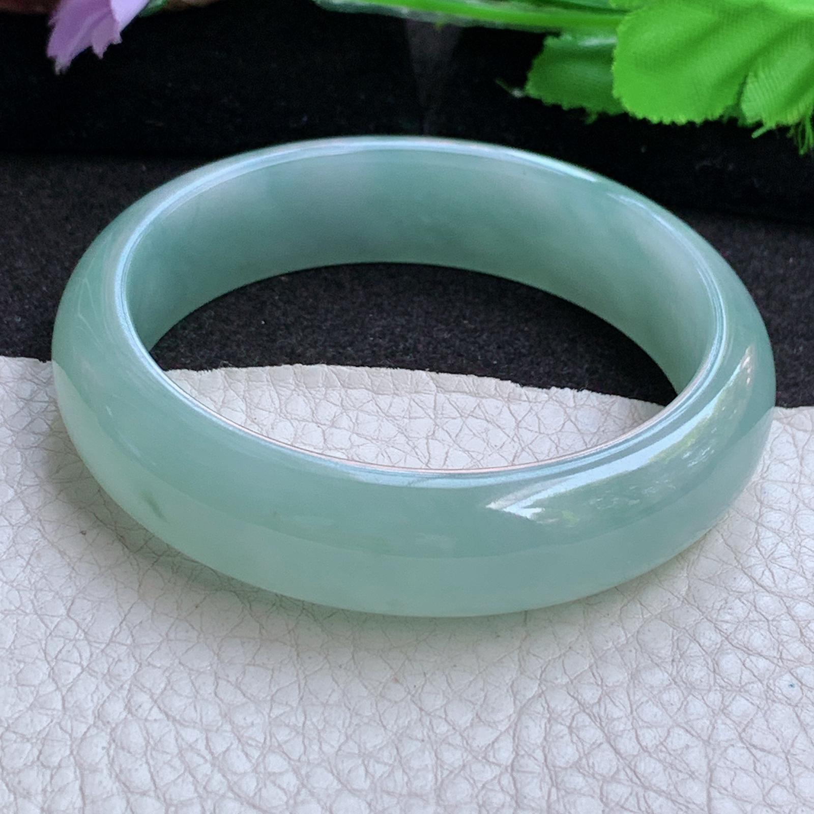 js实拍57*15*7.8轮胎镯 缅甸翡翠a货玉手镯高品质冰晴宽边玉手环