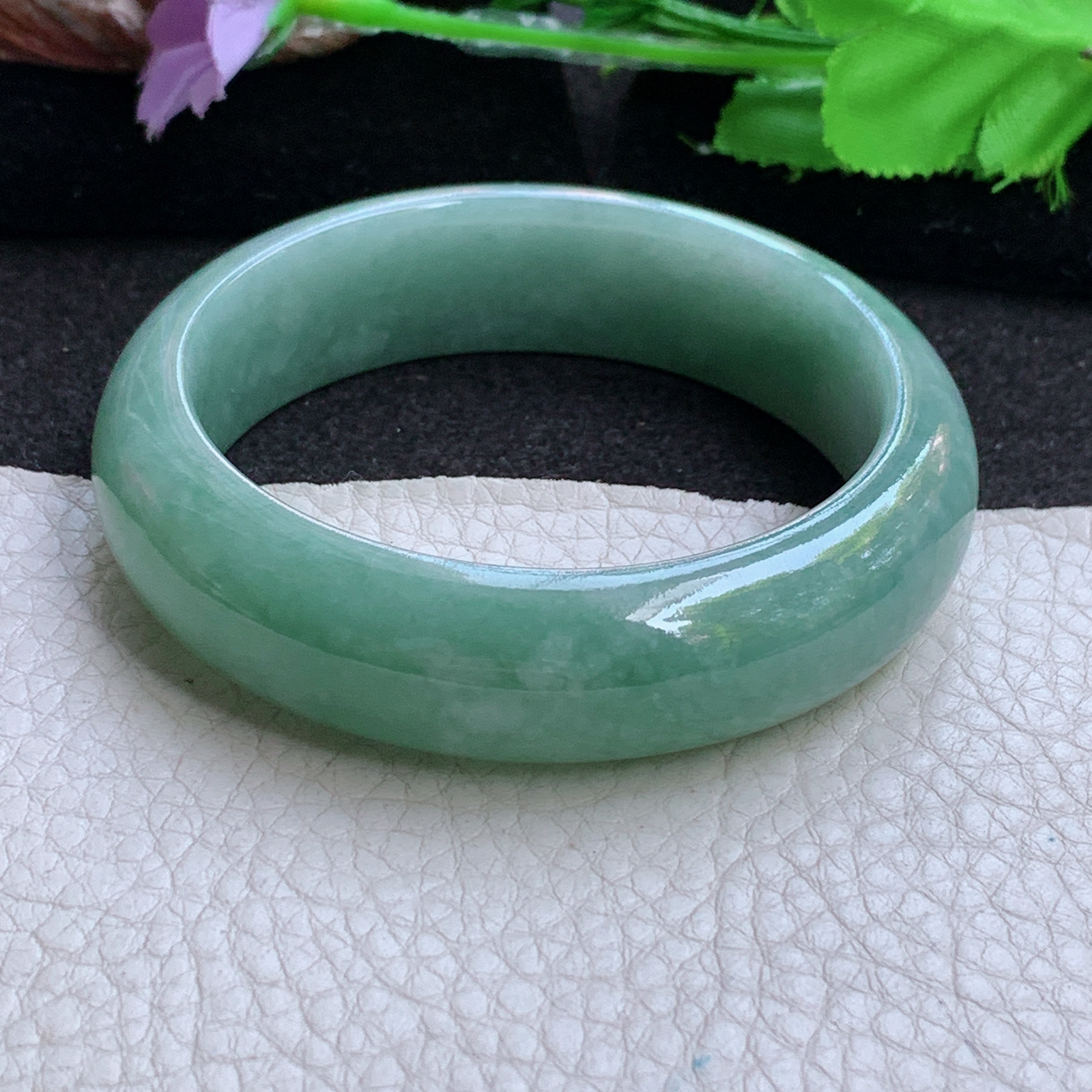 js实拍57*16.2*8.2轮胎镯 缅甸翡翠a货玉手镯蓝绿宽边玉手环