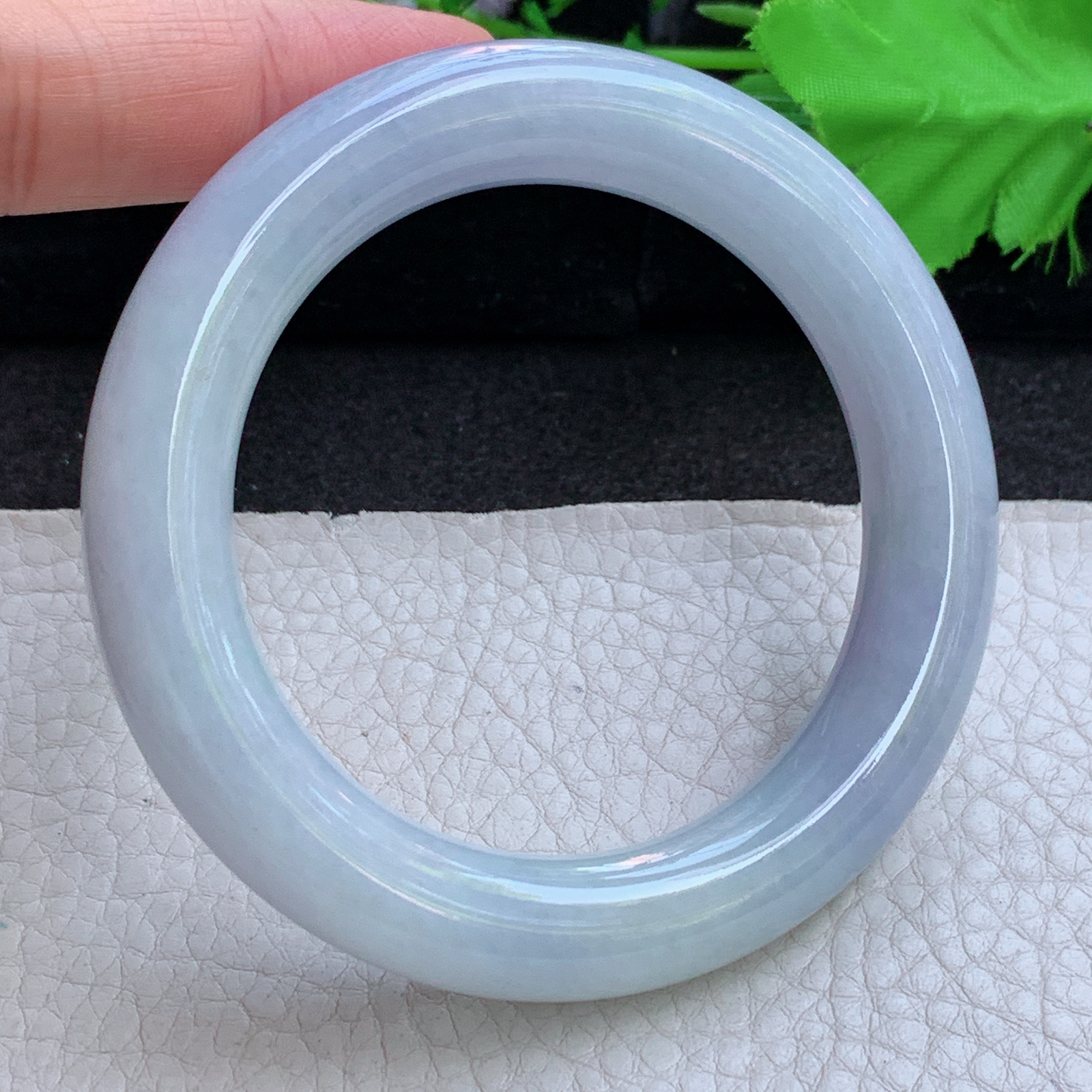 ee实拍54*12*11.5胖圆镯 缅甸翡翠a货玉手镯高品质紫罗兰圆条玉手环