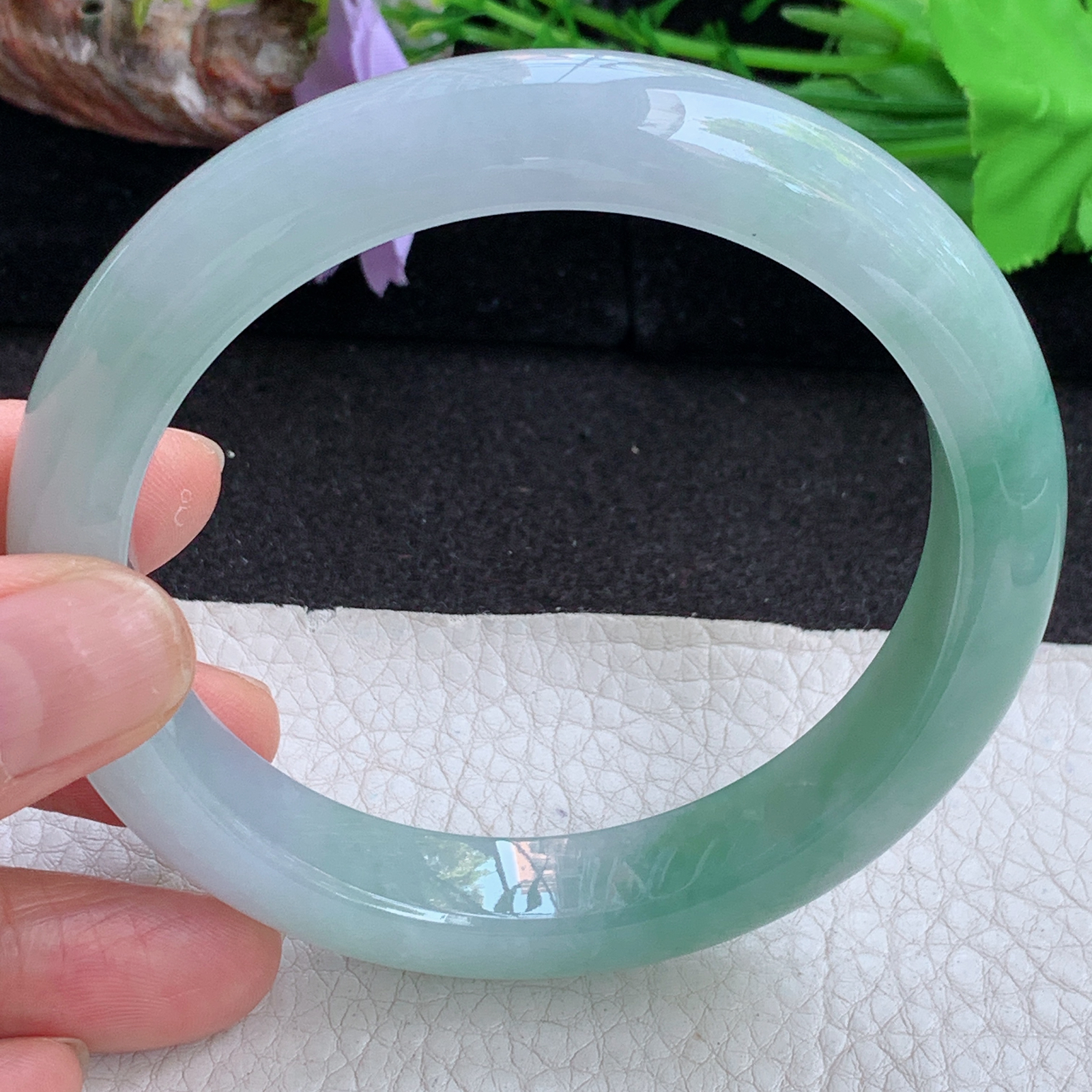 xc大圈口63*12.5*9.5招财镯 缅甸翡翠a货玉手镯高品质半山水正圈玉手环