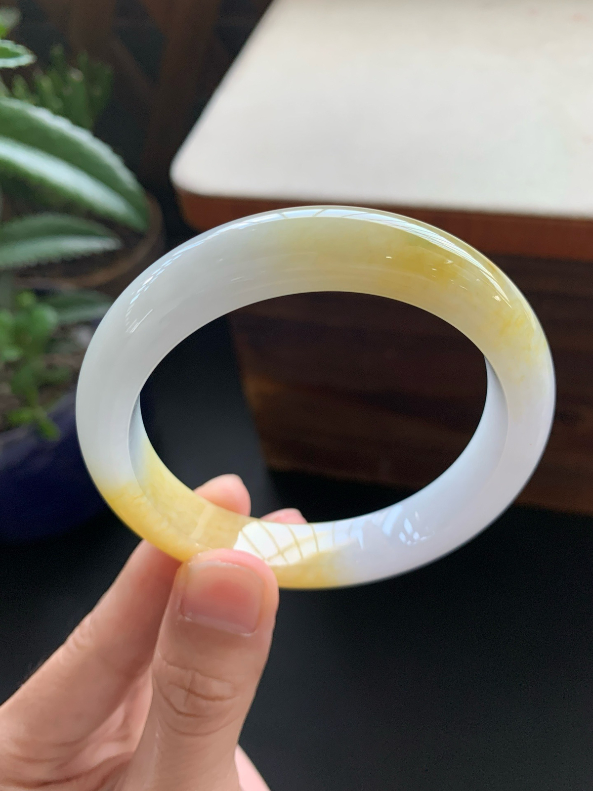 57圈口黄翡正圈手镯