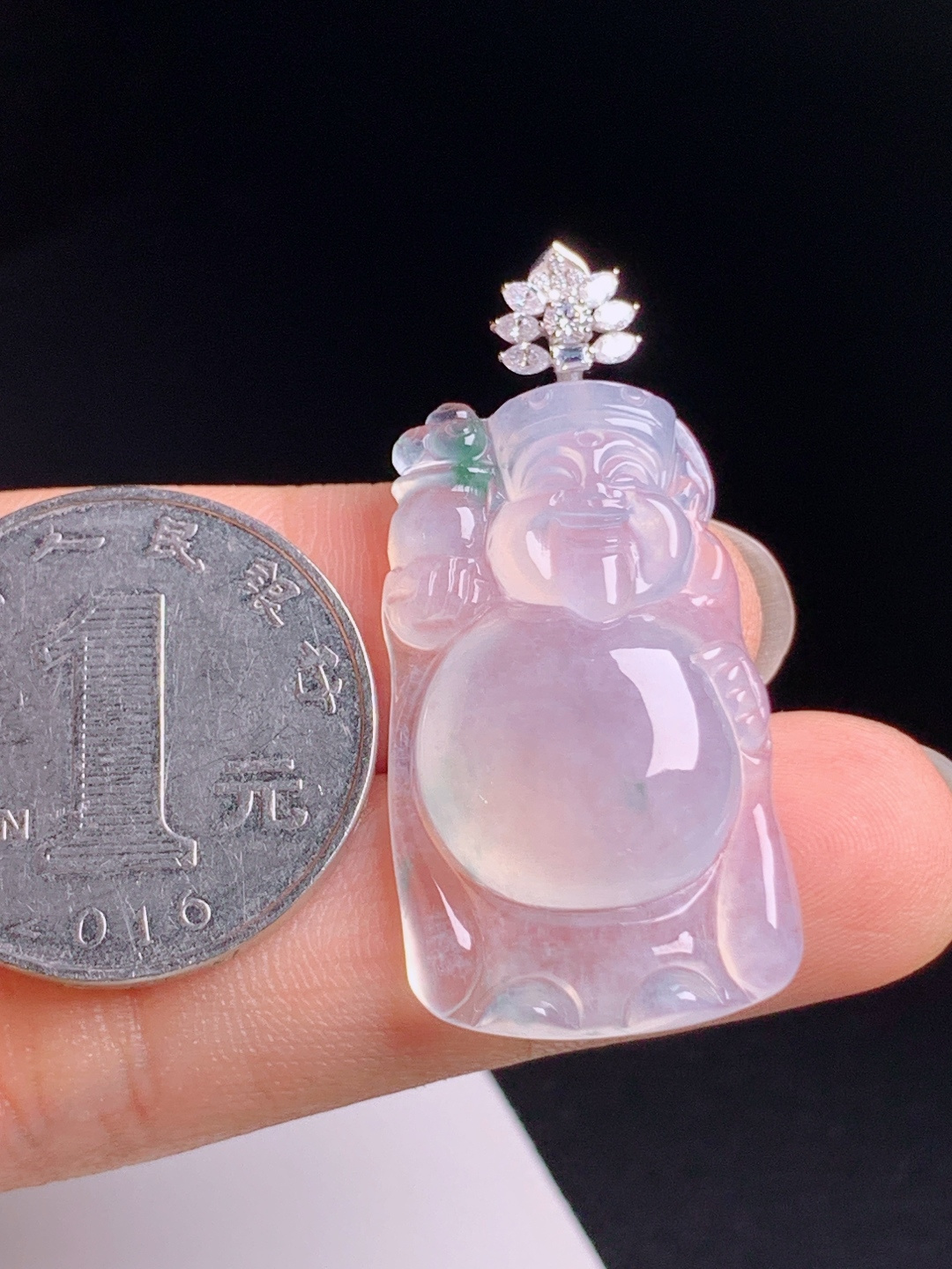️ 财神爷吊坠，冰润通透雕工生动，招财纳福