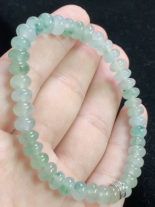 冰飘花算盘珠手串，尺寸7.3-4.5mm，Q10tgj