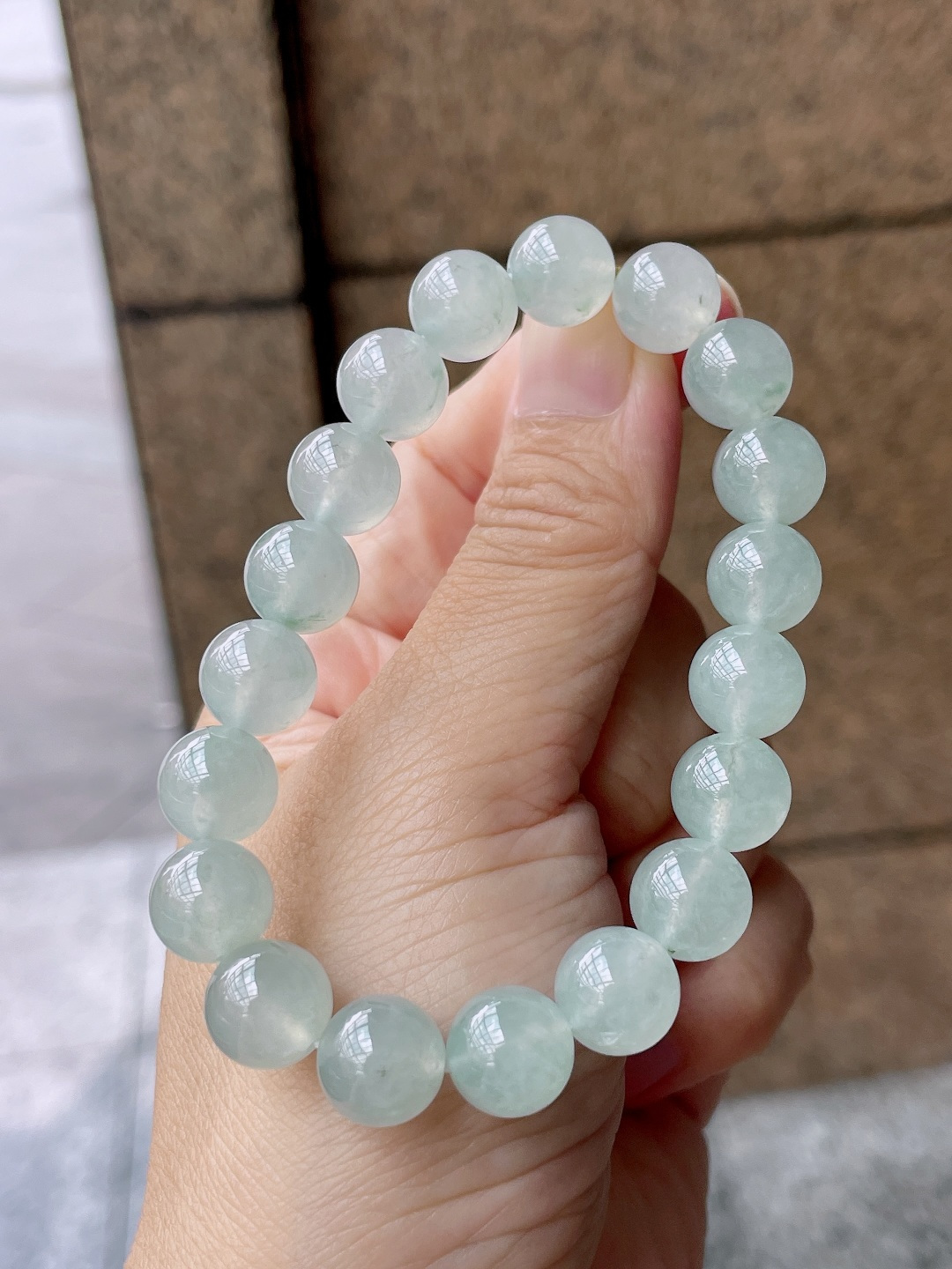️ 冰种手串 冰润通透，珠圆玉润 尺寸：10