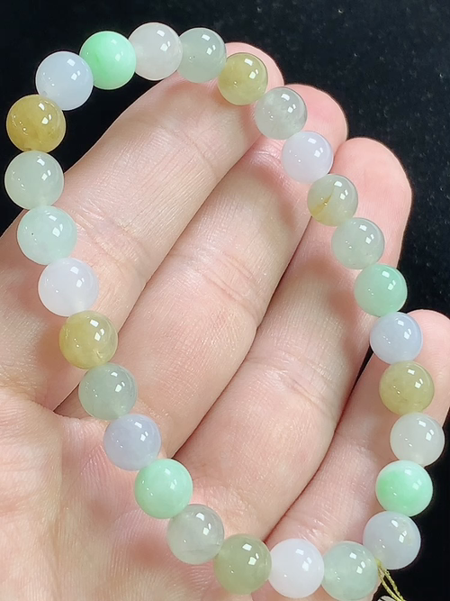 多彩玉珠手串，尺寸7.0mm，Q10nfy