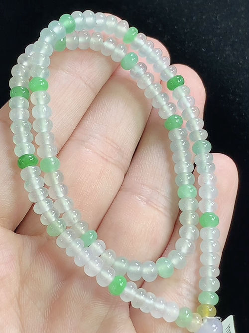 冰双彩算盘珠手串，尺寸4.6-3.2mm，Q10nfy