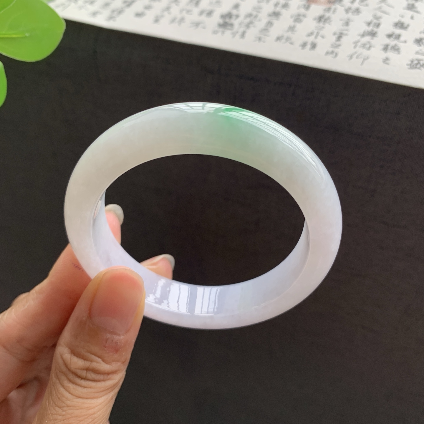 071009FN 飘绿正圈翡翠手镯 53-13.2-8.5