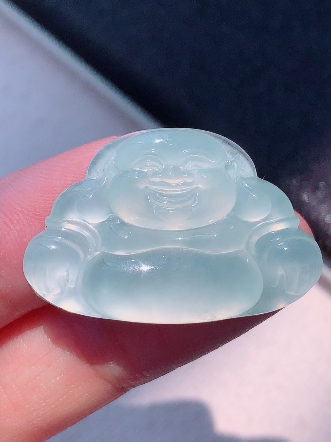高冰佛公挂件 冰透细腻水润，品相喜悦，佩戴优雅时尚，19.5-30-4