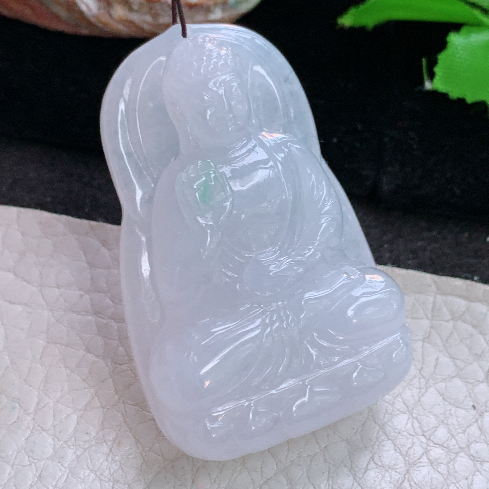 Lz实拍51*33*12缅甸翡翠纯美阿弥陀佛 生肖守护神玉吊坠