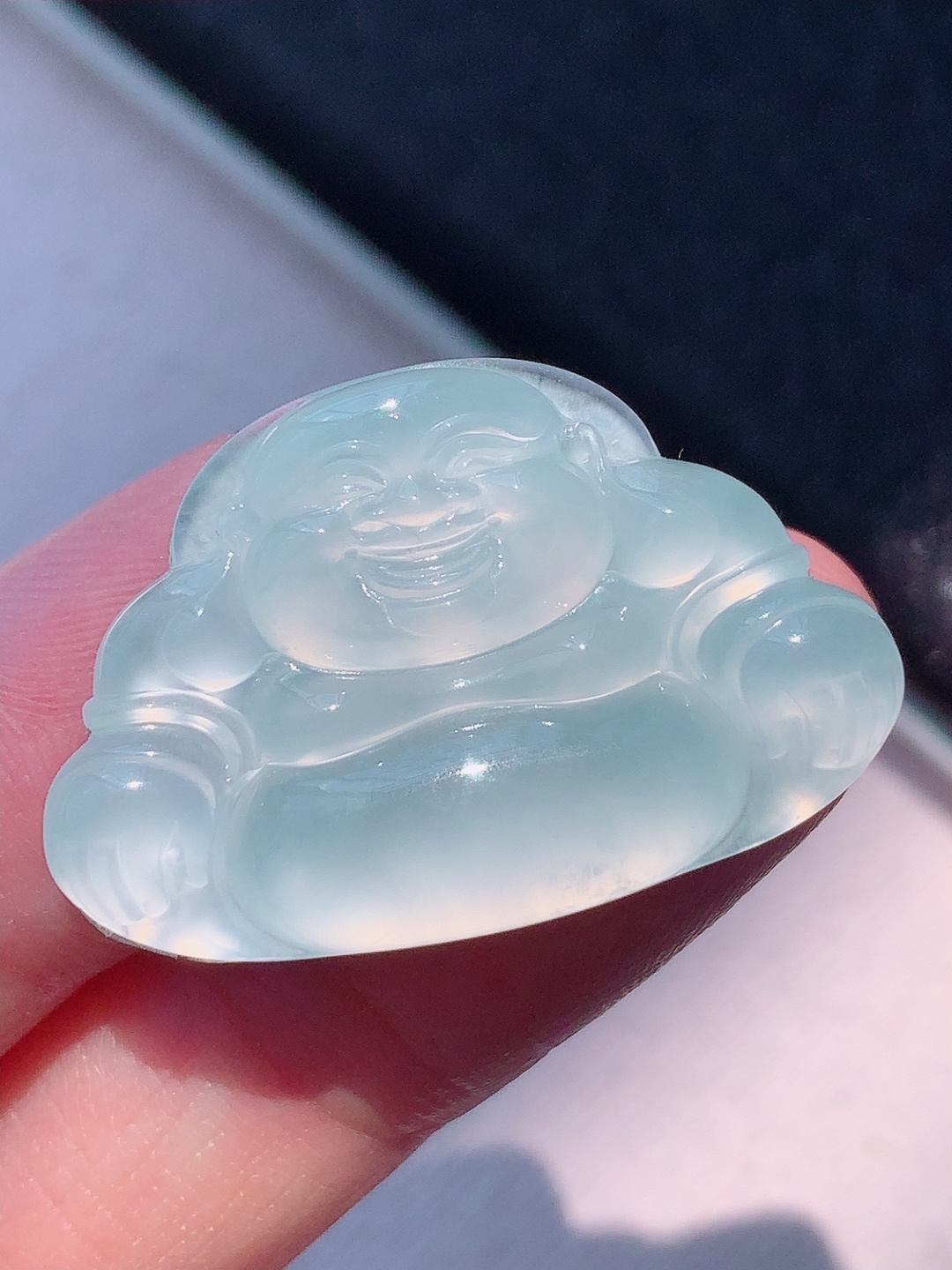 高冰佛公挂件 冰透细腻水润，品相喜悦，佩戴优雅时尚，19.5-30-4