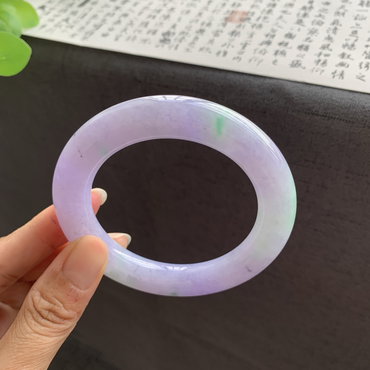 071020LJ 春彩圆条翡翠手镯 56.3-11.5-12.1