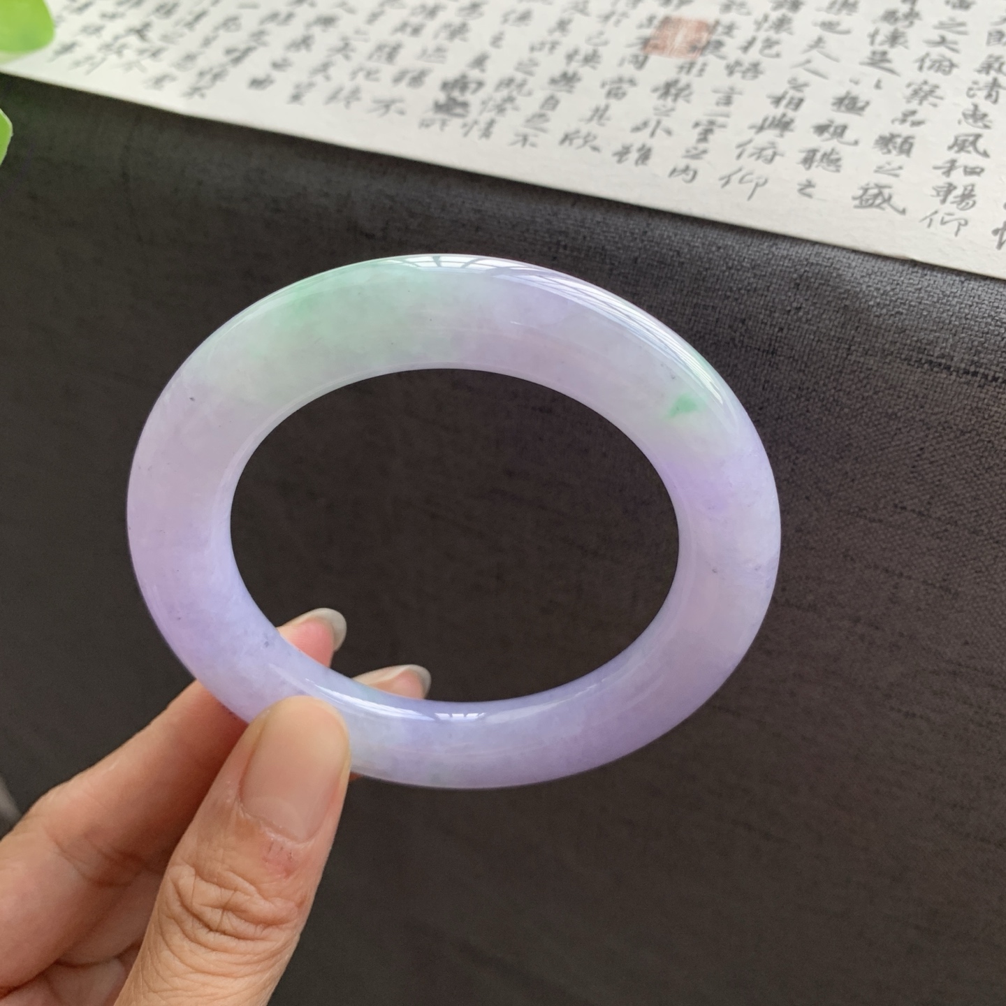 071020LJ 春彩圆条翡翠手镯 56.3-11.5-12.1