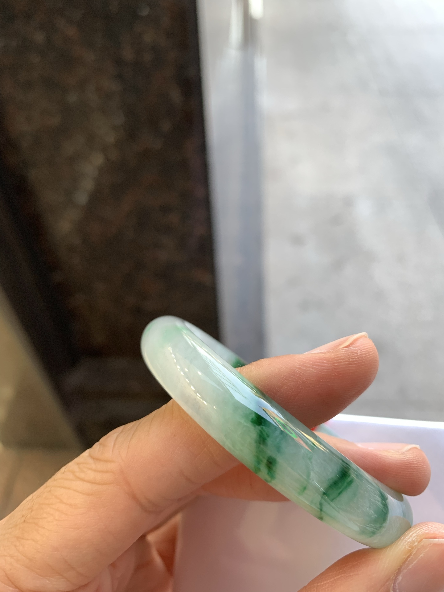 贵妃冰飘绿 微细纹 尺寸：54.5/45/10.5/6.5 种色俱佳
