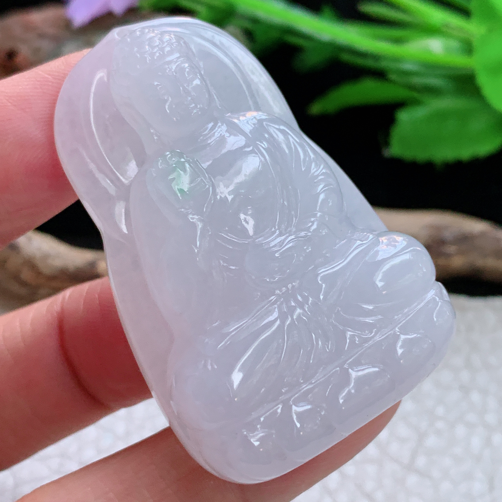 Lz实拍51*33*12缅甸翡翠纯美阿弥陀佛 生肖守护神玉吊坠