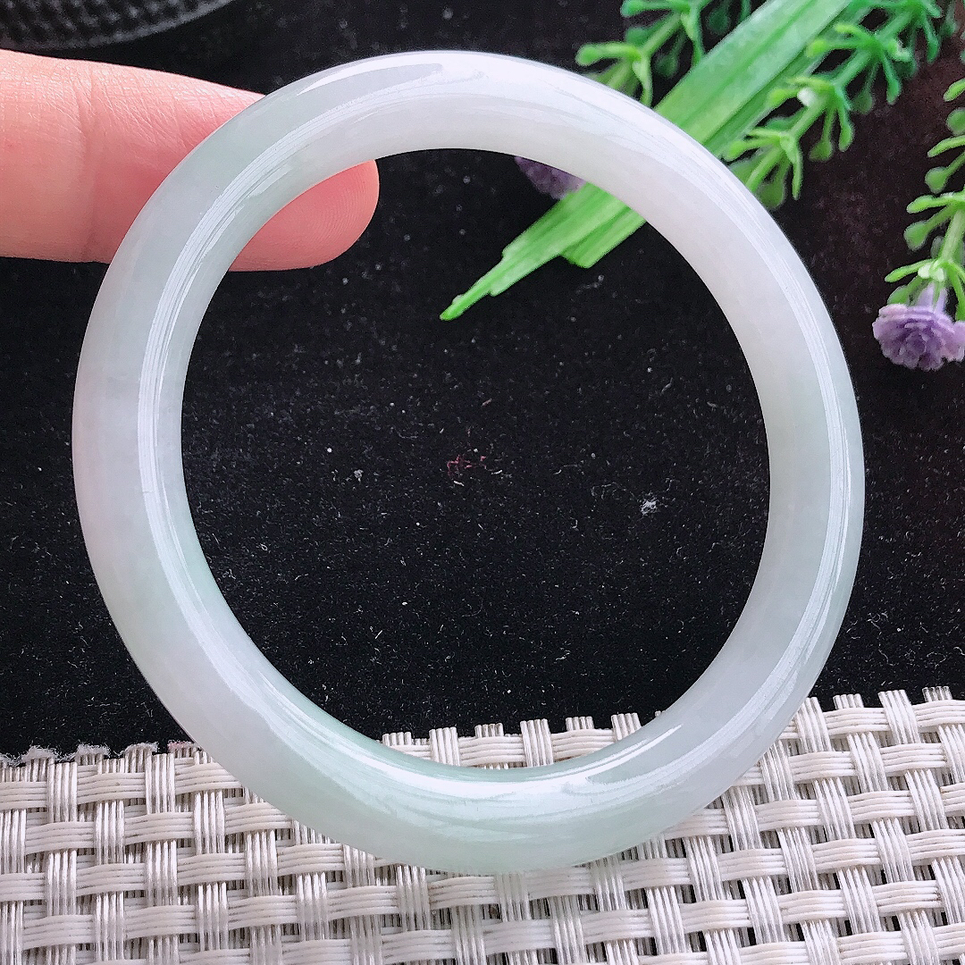 自然光54/8/8.5老坑冰胶水灵圆条手镯平安镯翡翠美人镯