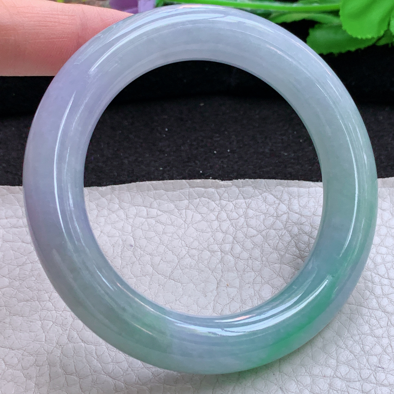 ss实拍58.5*12.5胖圆镯 缅甸翡翠a货玉手镯高品质春带彩圆条玉手环