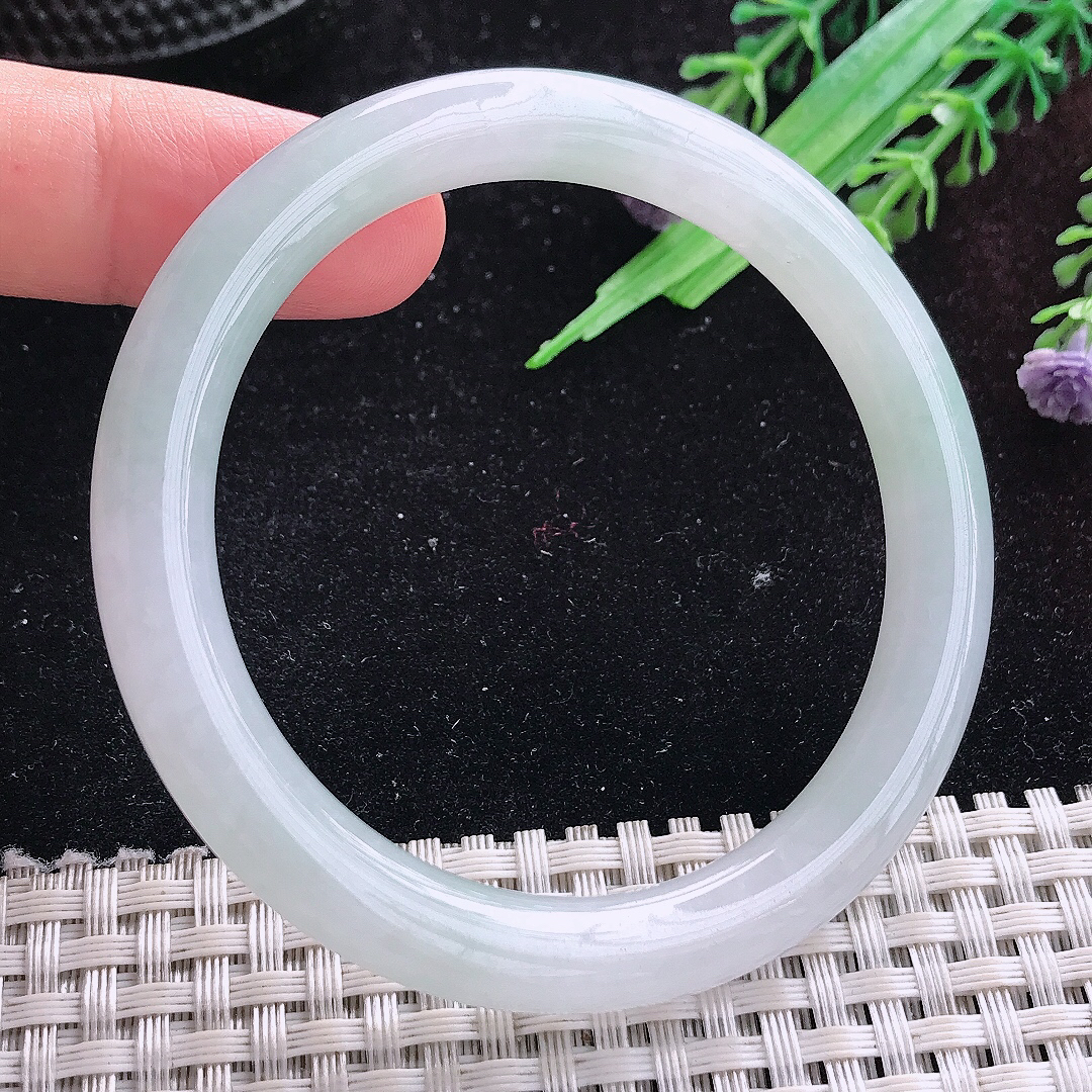 自然光54/8/8.5老坑冰胶水灵圆条手镯平安镯翡翠美人镯