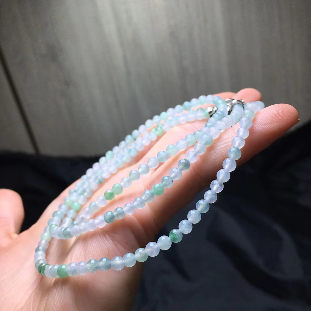 ️ 冰种飘花珠链，卡4.1mm，178颗，种好，玉质细腻，均匀，实物更美
