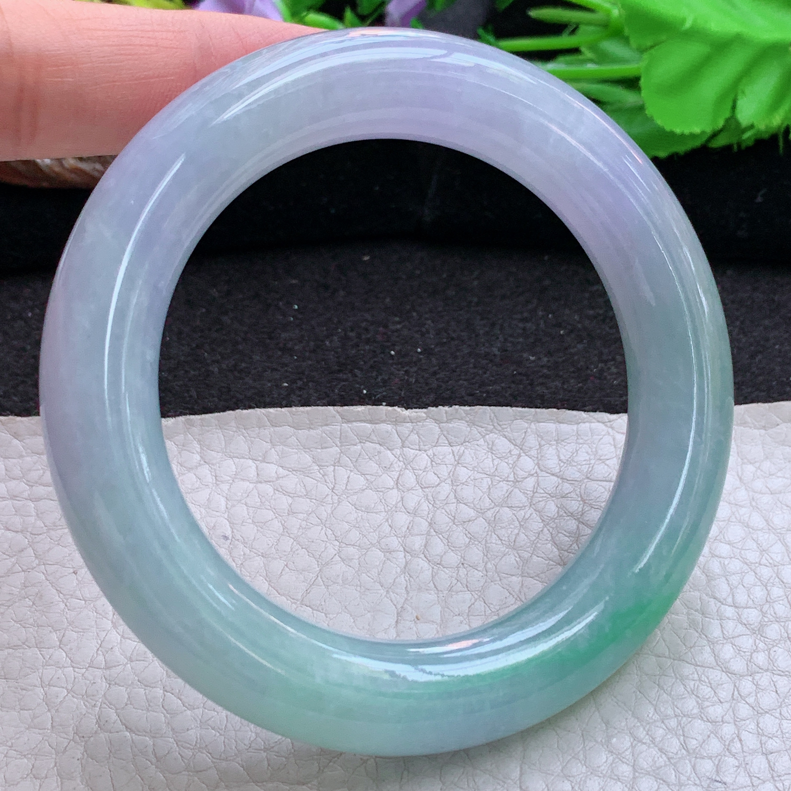 ss实拍58.5*12.5胖圆镯 缅甸翡翠a货玉手镯高品质春带彩圆条玉手环