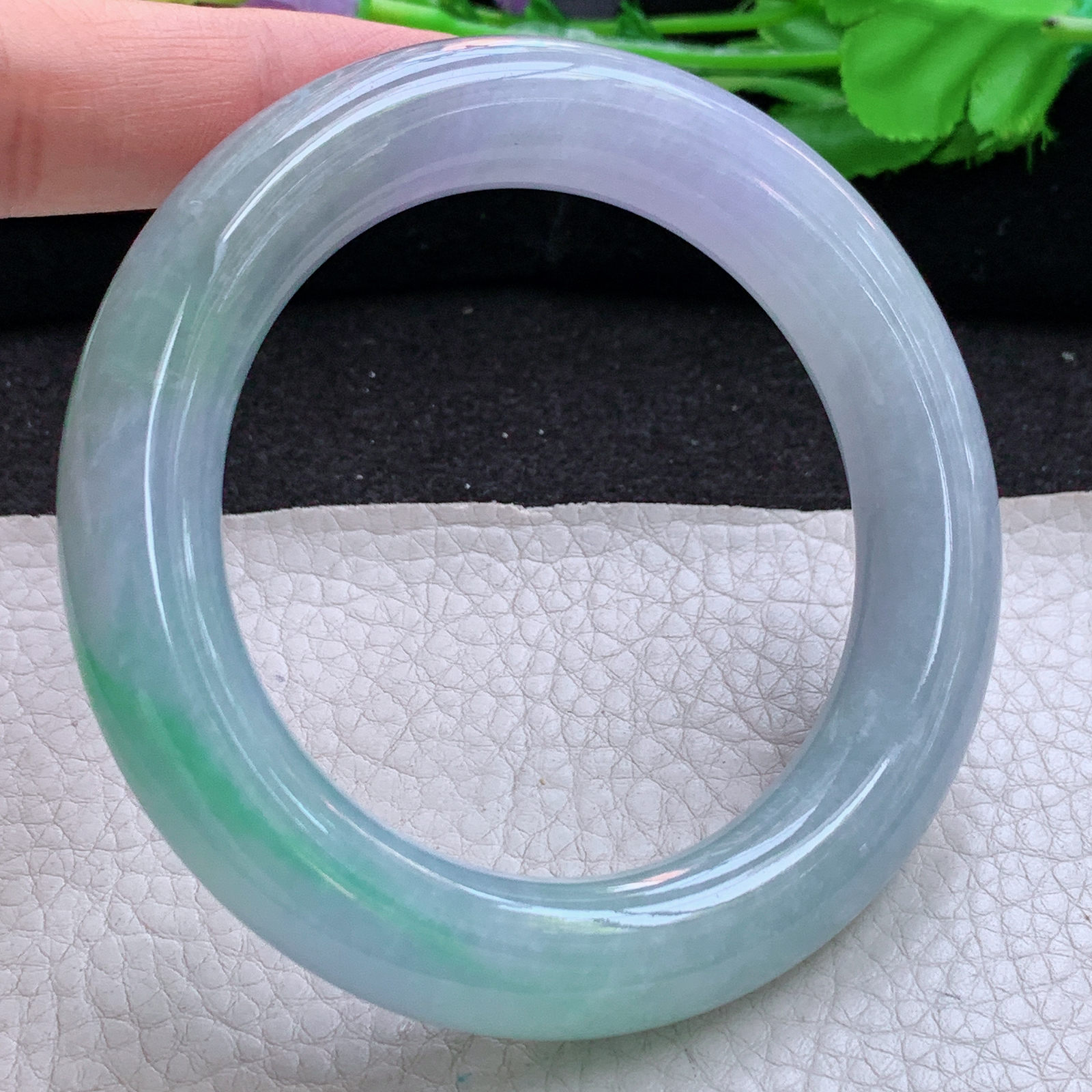 ss实拍58.5*12.5胖圆镯 缅甸翡翠a货玉手镯高品质春带彩圆条玉手环
