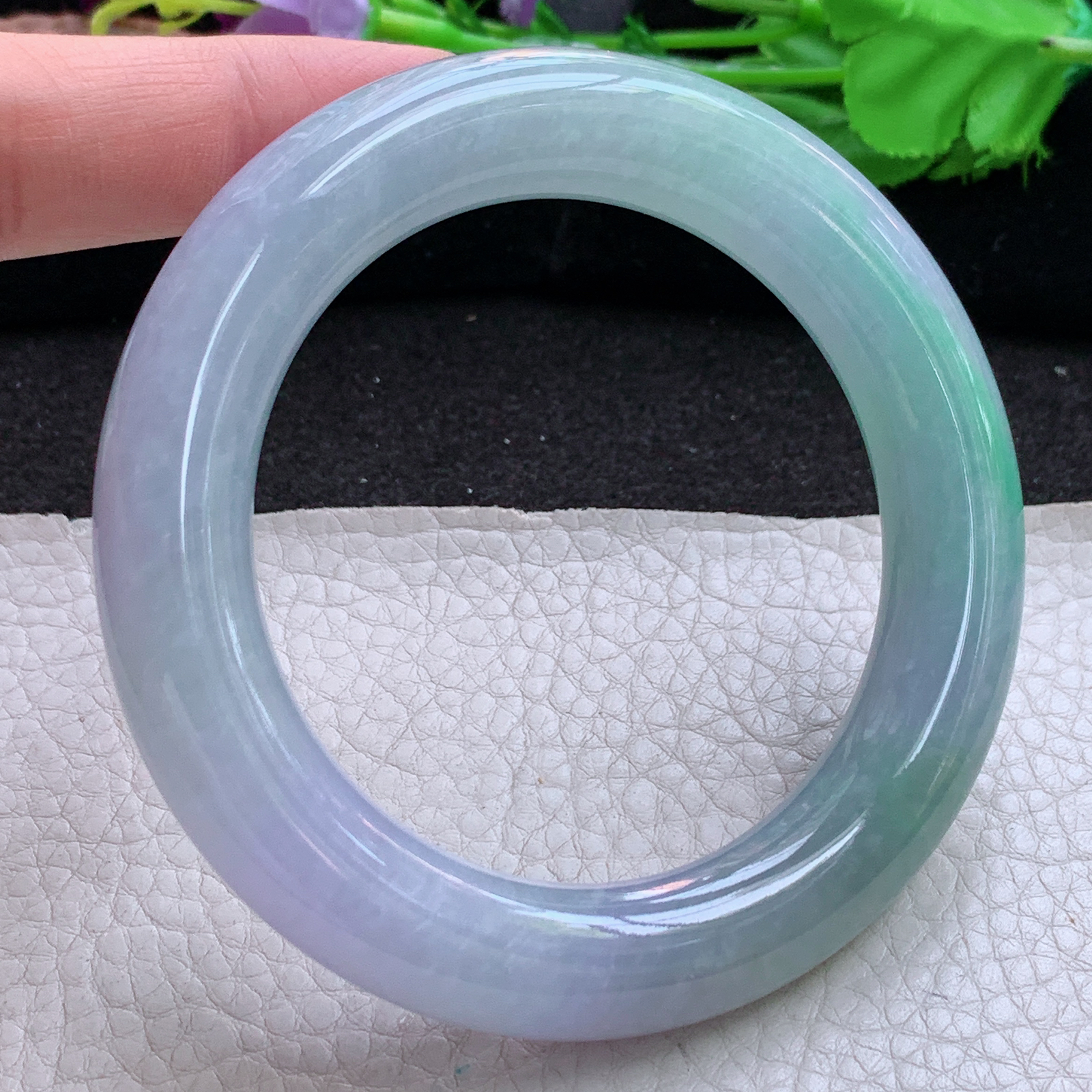 ss实拍58.5*12.5胖圆镯 缅甸翡翠a货玉手镯高品质春带彩圆条玉手环
