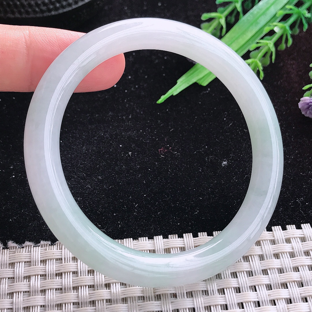 自然光54/8/8.5老坑冰胶水灵圆条手镯平安镯翡翠美人镯
