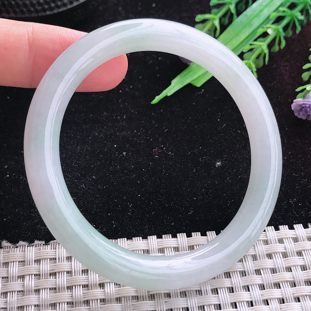 自然光54/8/8.5老坑冰胶水灵圆条手镯平安镯翡翠美人镯
