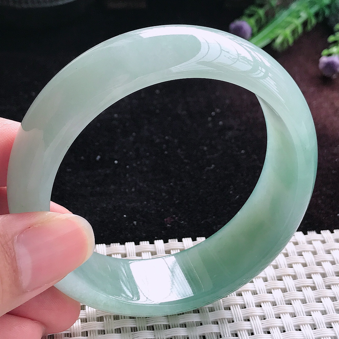自然光58.5/19.6/8.3轮胎镯老坑冰润起胶晴底手镯平安镯翡翠美人镯
