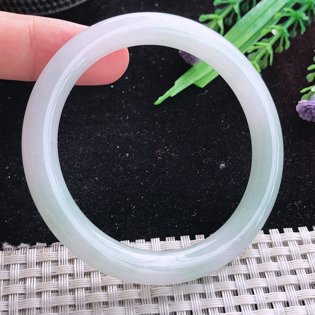 自然光54/8/8.5老坑冰胶水灵圆条手镯平安镯翡翠美人镯