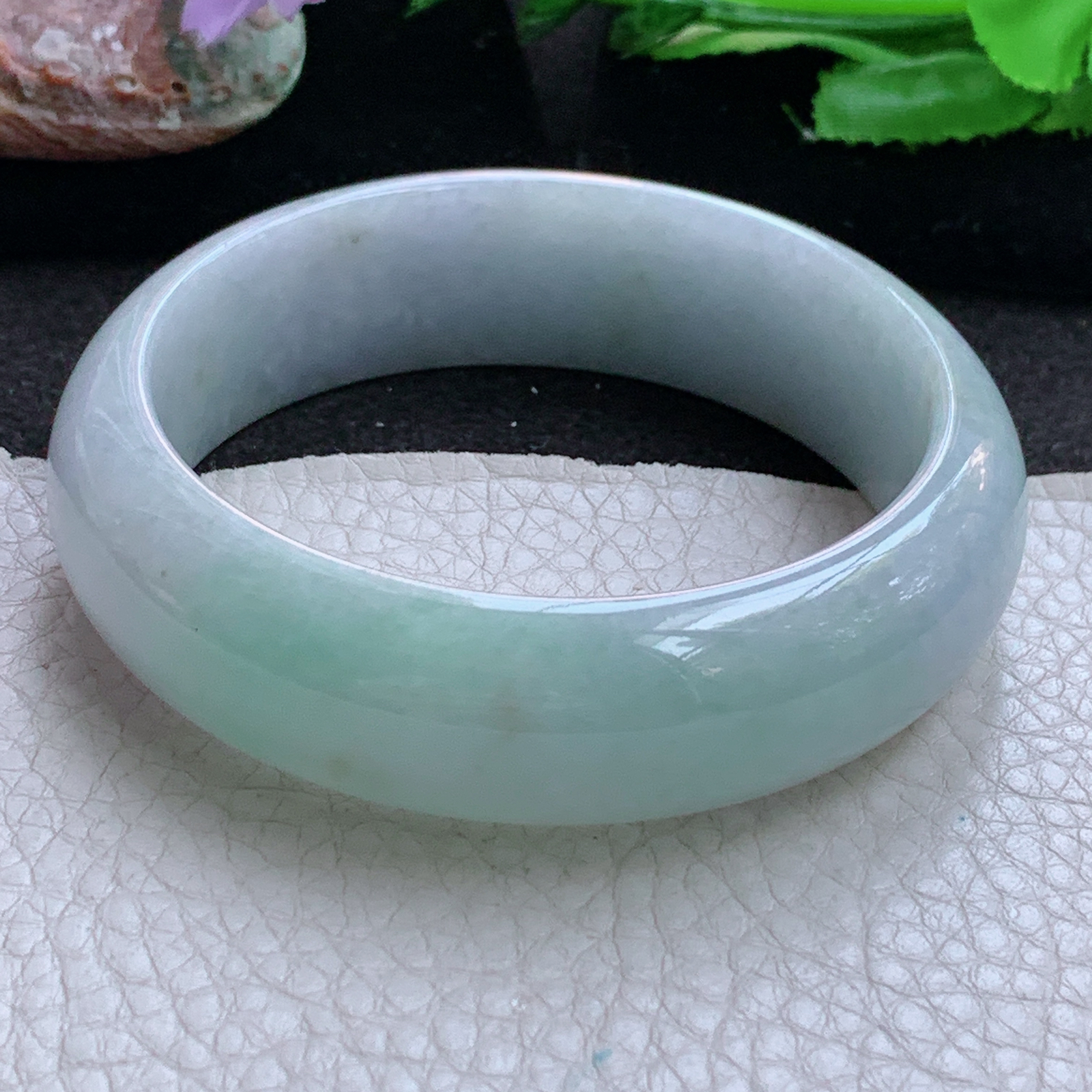 ee实拍58*18*8.2轮胎镯 缅甸翡翠a货玉手镯春带彩正圈玉手环