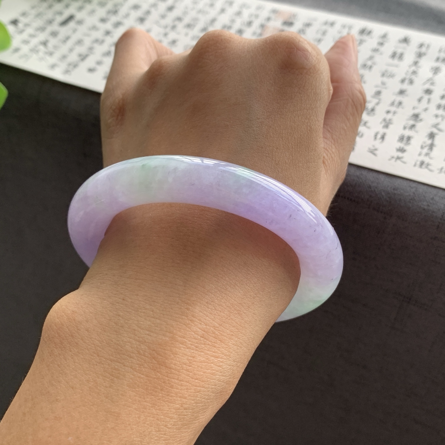 071020LJ 春彩圆条翡翠手镯 56.3-11.5-12.1