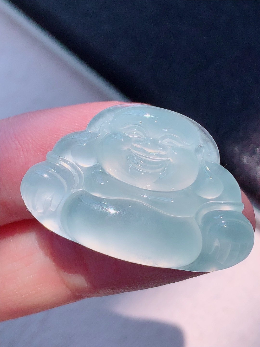 高冰佛公挂件 冰透细腻水润，品相喜悦，佩戴优雅时尚，19.5-30-4