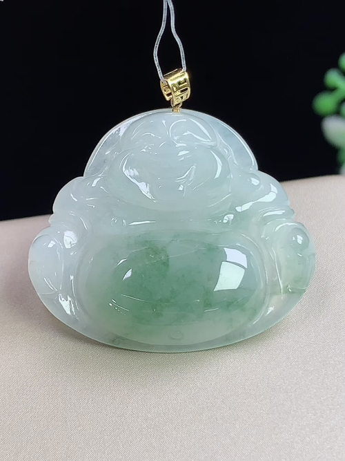 18k金镶飘花佛公，无裂，尺寸25.3-29.1-5.4mm，Q11dyg8