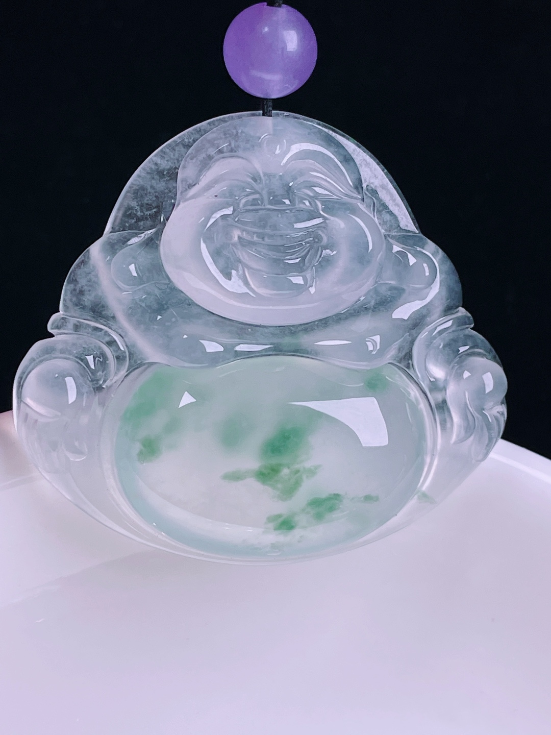 白冰佛公，老种起光，细底通透，尺寸：31.8/34.8/6.8mm0712