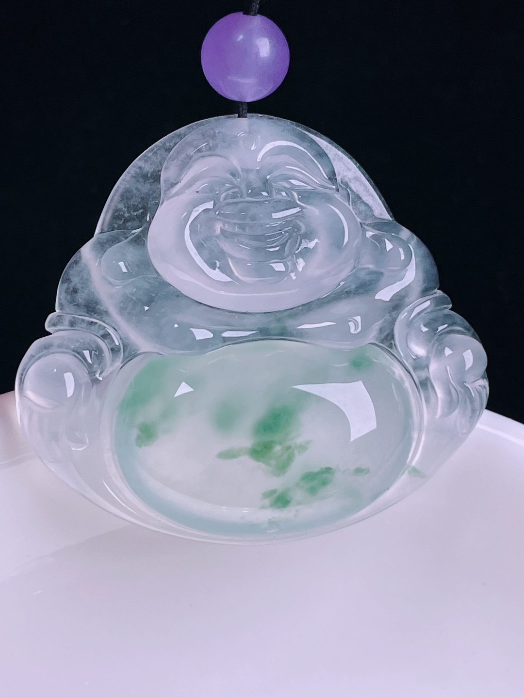 白冰佛公，老种起光，细底通透，尺寸：31.8/34.8/6.8mm0712