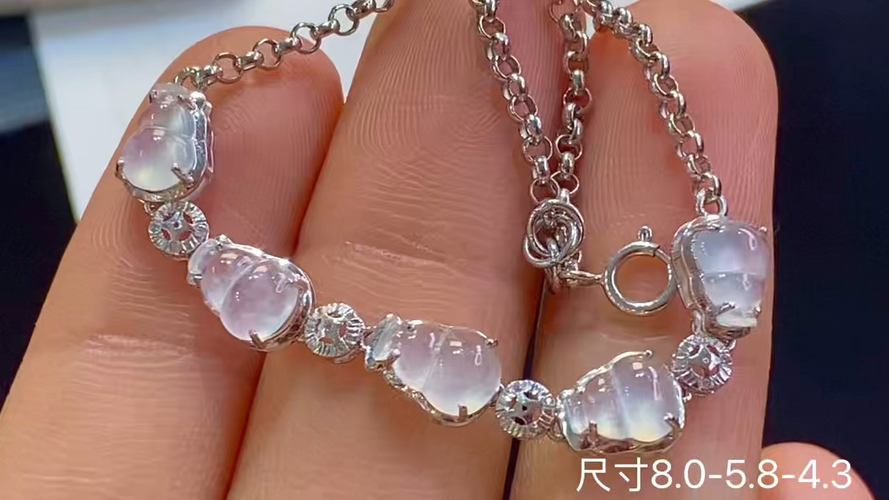 18k金+钻冰种葫芦手链，8.0-5.8-4.3