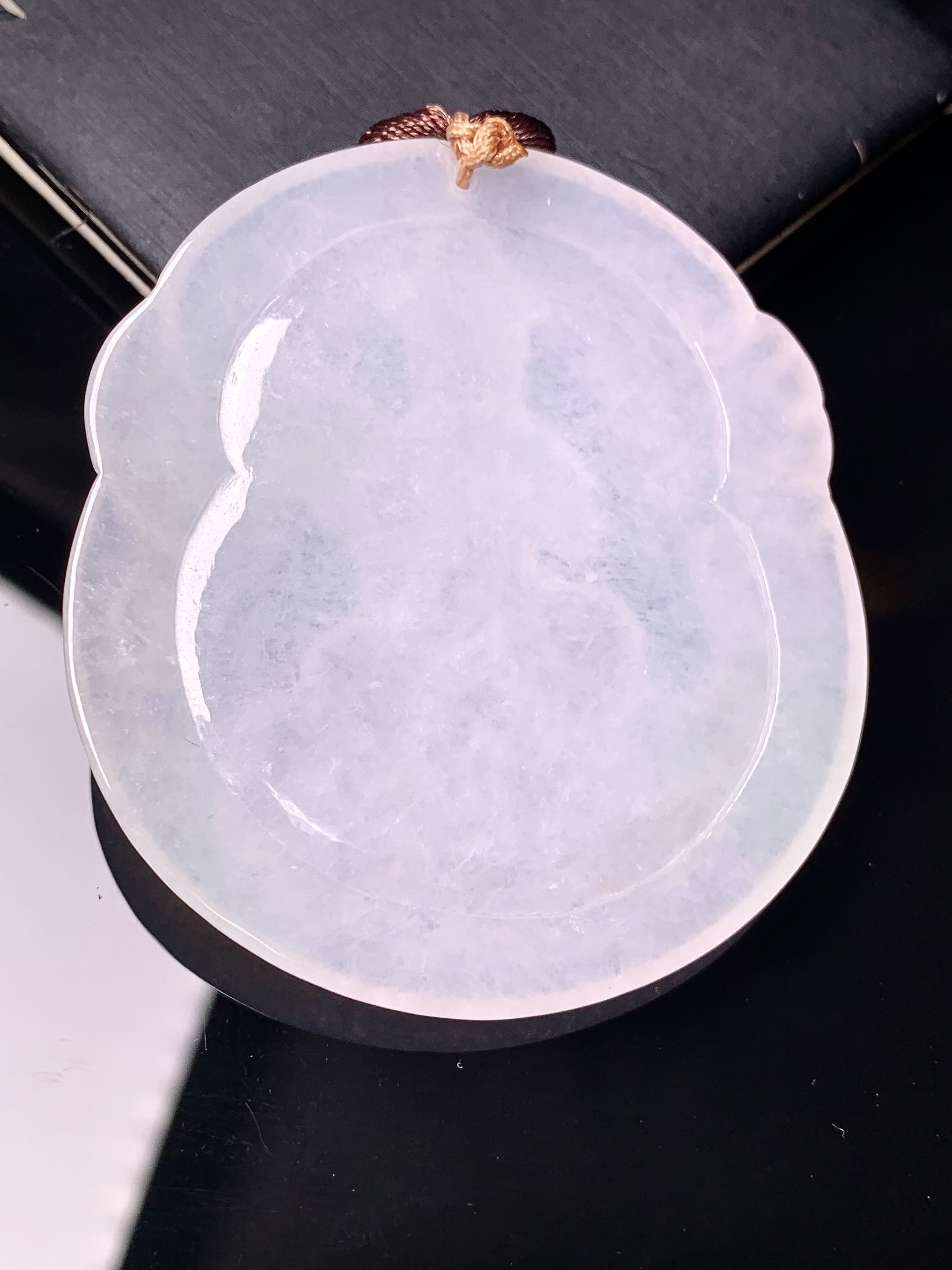冰种普贤观音菩萨吊坠 玉质细腻 色泽艳丽清新 整体尺寸55.2*50*5.8 b2