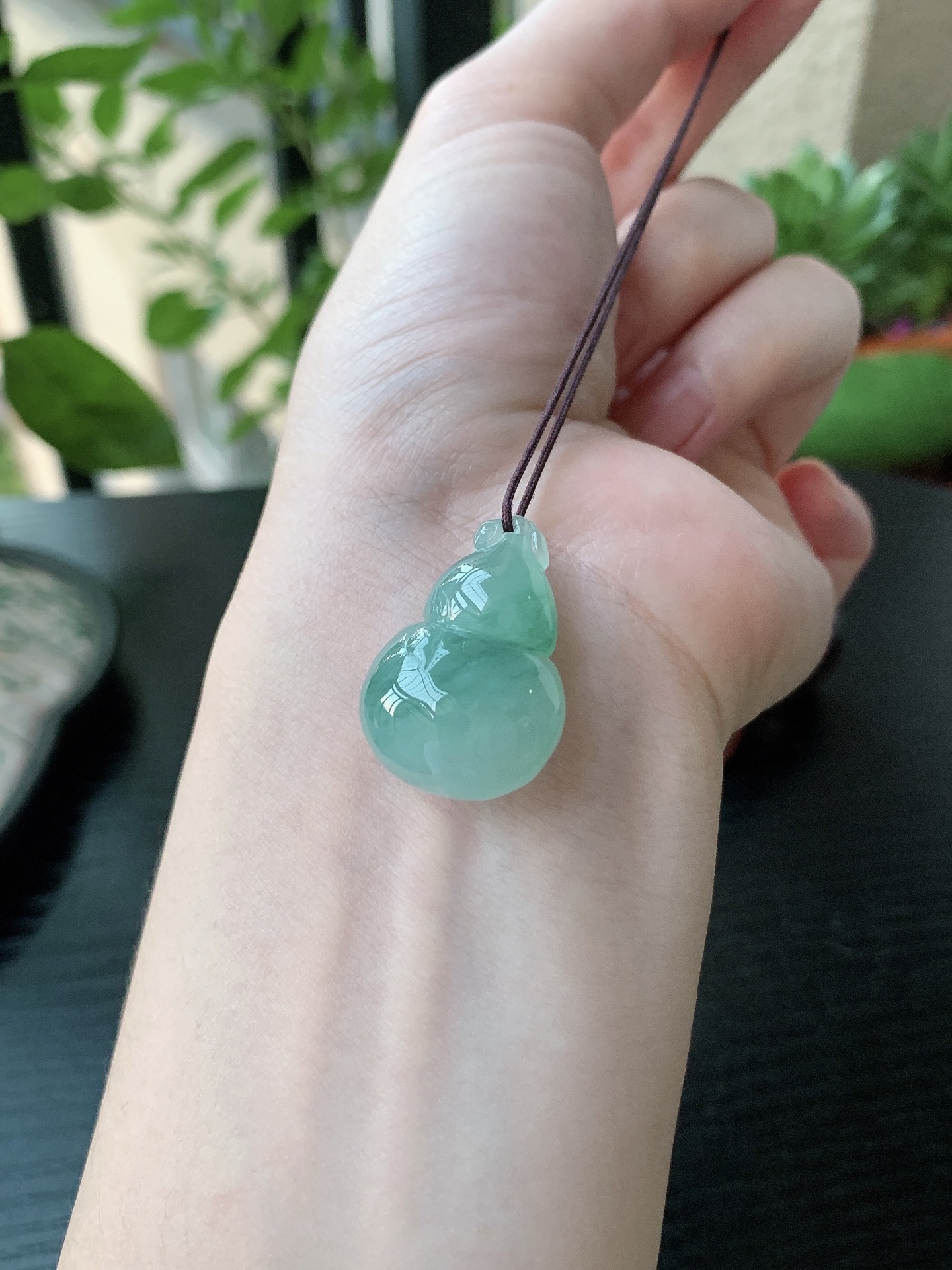 老坑冰种胶感飘蓝花葫芦吊坠 裸石尺寸:27.8-18.7-11.5mm