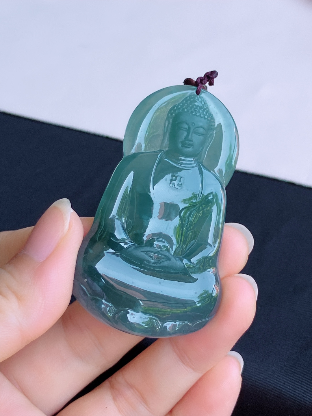 冰蓝水大日如来，晶莹剔透，尺寸61.6/38/6/自然光实拍
