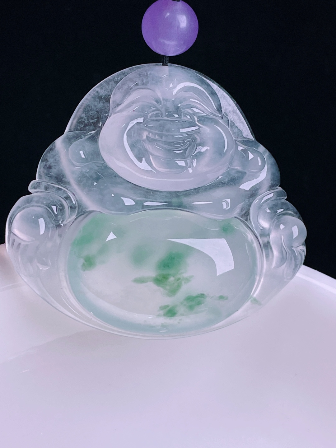 白冰佛公，老种起光，细底通透，尺寸：31.8/34.8/6.8mm0712