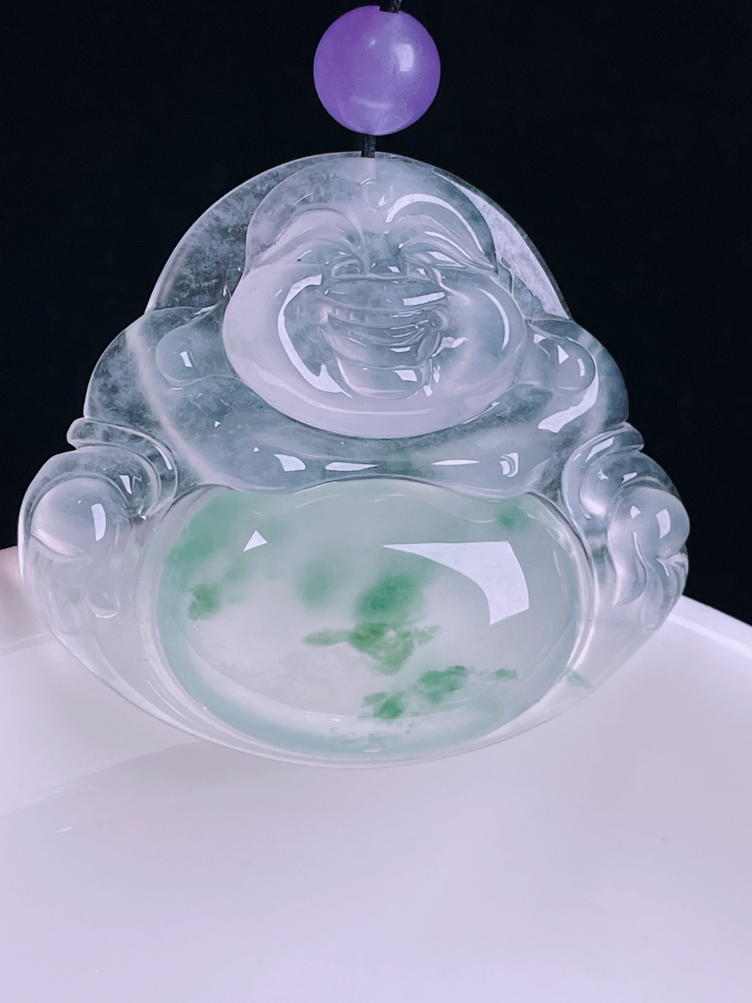 白冰佛公，老种起光，细底通透，尺寸：31.8/34.8/6.8mm0712
